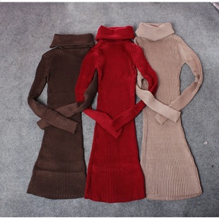 2015秋冬装新款韩版修身中长款套头针织衫高领毛衣弹力打底衫女