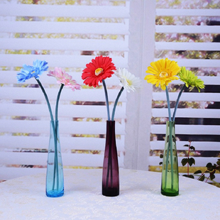 非洲菊彩色玻璃小花瓶创意家居装饰瓶套装仿真插花餐桌花艺小摆设