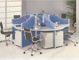 圆形办公桌工作位6人职员桌360度环形桌面定做屏风隔断特价