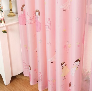 品牌韩式浪漫白雪公主遮光粉色窗帘环保温馨卧室儿童房飘窗可定制