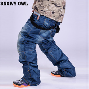 滑雪裤 男款 防水透气保暖加厚 户外冬季单板双板背带牛仔滑雪裤