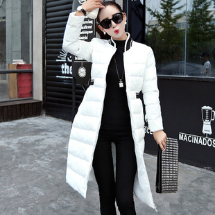 冬款棉衣女2015韩版新品时尚气质棉服外套修身中长款显瘦白色棉袄