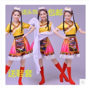 新款少数民族藏族舞蹈演出服女女水袖藏族演出服装高档藏服装特价