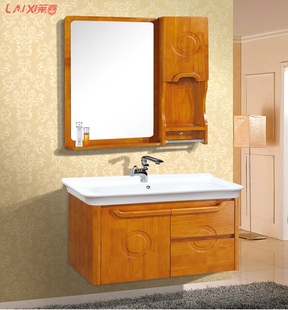 小户型浴室柜洗手盆吊柜组合侧柜橡木浴柜简约现代风格卫浴柜欧式