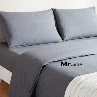 床上用品全棉四件套 纯棉1.8m床简约被套水洗棉纯色4件套床品套件