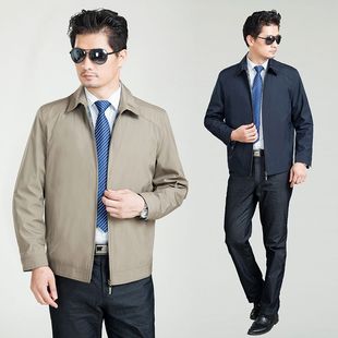 新款中年男装夹克正品翻领男装派克商务休闲经典款短款修身外套