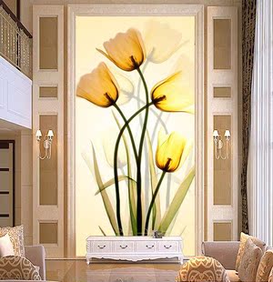 3D花卉花朵玄关过道背景墙装饰画墙纸壁纸大型壁画现代简约特价