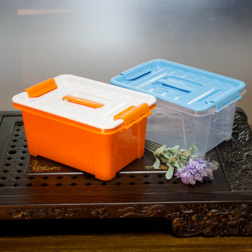 宅恋 厨房收纳箱塑料手提箱透明零食储物盒小号有盖整理小收纳盒