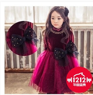 韩国童装女童连衣裙秋冬装2015韩版加绒加厚中大童冬季儿童公主裙