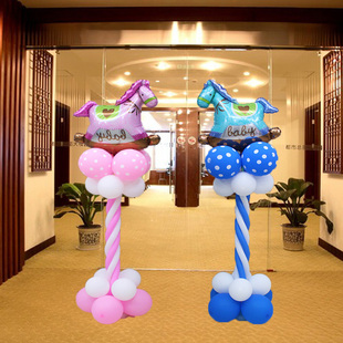 宝宝百天婚礼路引立柱套餐 酒店客厅场景派对布置装饰生日气球