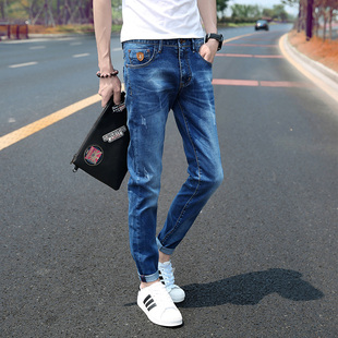 2015新款青少年时尚弹力男士牛仔裤韩版修身男款商务小直筒长裤子