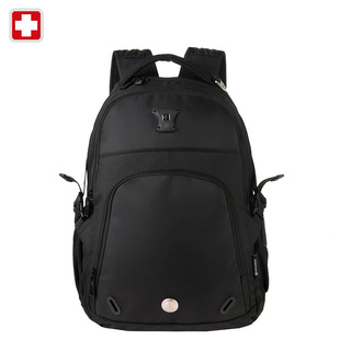 瑞士军刀双肩包男士商务背包纯色15寸电脑包时尚运动出差旅行背包