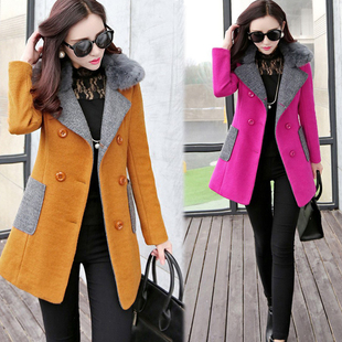 女大衣2015冬装新款韩版修身显瘦中长款羊绒呢子大码加厚毛呢外套