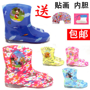 包邮儿童雨鞋可脱卸保暖内胆雨靴宝宝时尚水晶果冻男女童卡通水鞋