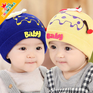 婴儿帽子0-3-6个月婴幼儿胎帽冬季针织毛线帽韩版男女宝宝套头帽