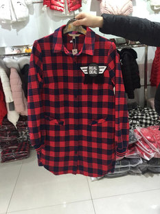 麻棉Home2016春秋韩国代购款修身白红色格子全棉女式衬衫打底衬衣