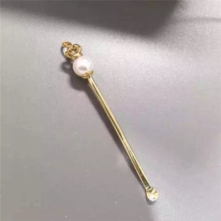 国锋珠宝海水珍珠纯天然日本AKOYA珍珠18K黄金勺子耳勾耳环正圆