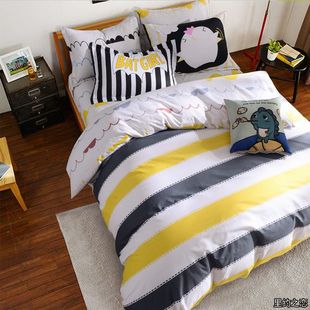全棉卡通儿童小清新床单床笠四件套 纯棉被套 1.2m 1.5 1.8米床