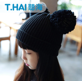 韩版儿童秋冬款毛线帽女童冬季可爱帽子宝宝公主冬天小孩球球帽子