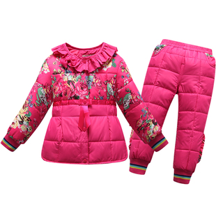 儿童棉服时尚韩版套装家居服冬装保暖 女童棉衣加厚花布