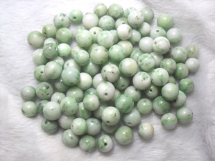 天然独山玉（南阳独玉）绿白珠子0.8mm单粒散珠可编链子项链手链