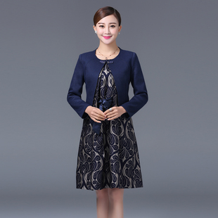 2015秋装新款韩版修身两件套高端女装职业薄款大码羊毛呢连衣裙女