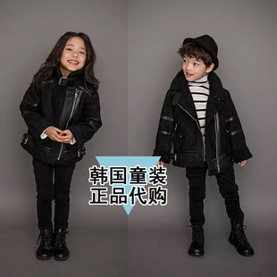 韩国童装代购进口童装男女童仿皮草外套大童厚外套皮毛一体韩国