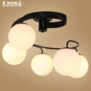 现代简约LED创意个性艺术吸顶灯圆形儿童房客厅卧室餐厅玻璃灯具