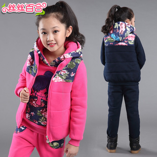 特步361七波辉版型女童装儿童冬季运动卫衣马甲大童套装加厚外套