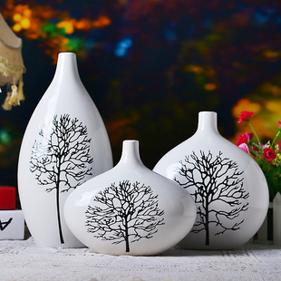 特价 现代时尚三件套 家居装饰品 白桦花瓶摆设 个性陶瓷摆件花瓶