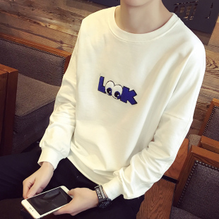 秋季潮流长袖t恤男生韩版休闲卫衣青少年日系学生个性印花打底衫