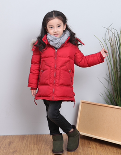 男女童冬季羽绒服外套中长款2015新品韩国专柜 儿童加厚羽绒棉服