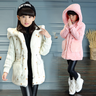 7岁女童毛毛外套8冬装新款10小学生仿皮草大衣4女孩子5韩版衣服12