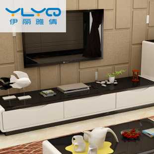 电视柜 地柜 特价 现代简约中式客厅家具可伸缩黑白色烤漆 组合柜