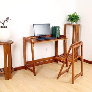 台式电脑桌简易可折叠卧室书桌纯实木笔记本电脑桌简约现代书桌椅