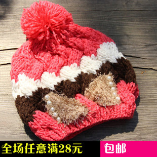 萌翻了！韩国冬季帽子女 冬天毛线帽 护耳保暖针织蝴蝶结