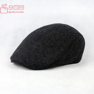 贝雷帽子男士棉质鸭舌帽秋冬天加厚保暖前进帽护耳帽中老年人帽子
