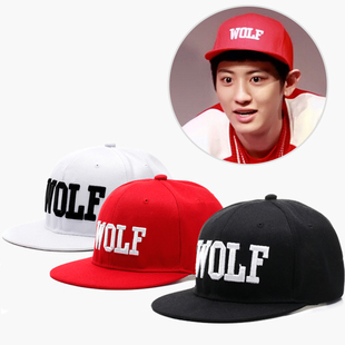 2016款休闲潮帽平檐嘻哈EXO同款棒球帽韩版刺绣男女通用wolf帽子