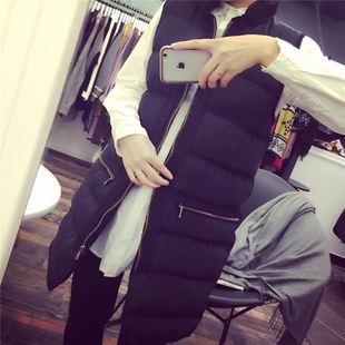 2015秋冬新款韩版加厚棉衣长款黑色超级保暖背心外套休闲大码马甲