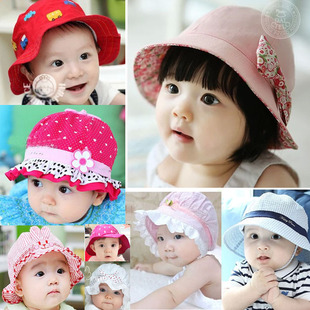 韩版新款男女婴儿童春夏卡通遮阳太阳宝宝盆帽胎帽全纯棉公主帽子