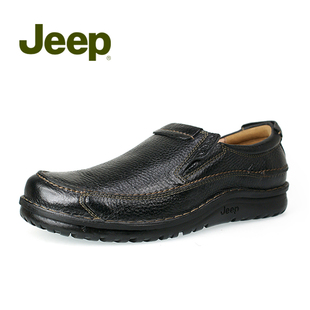 Jeep吉普男鞋新款舒适套脚休闲鞋牛皮低帮一脚蹬皮鞋JS518