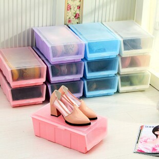 创意鞋子收纳盒6个装加长加厚塑料翻盖鞋盒抽屉式透明鞋盒子包邮