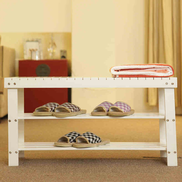 实木换鞋凳双层储物拆洗鞋柜凳子欧式现代客厅组装白色收纳脚凳