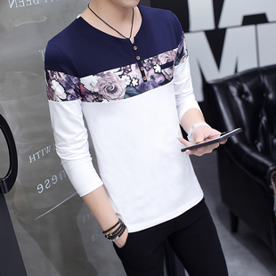 男装长袖T恤2016秋季韩版体恤上衣服青少年学生V领男士休闲打底衫