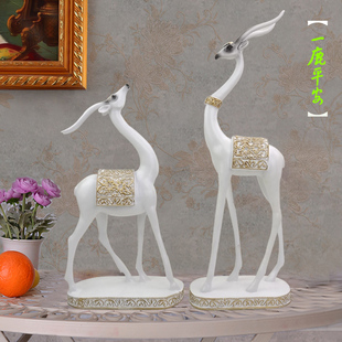 欧式鹿摆件树脂工艺品创意客厅电视柜家居装饰品橱窗摆设结婚礼物