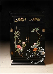 扬州漆器厂中式古典家具*彩绘白底花鸟花瓶柜*花几角柜边柜橱柜
