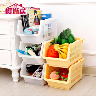 满包邮日式百露加厚塑料厨房置物架水果蔬菜收纳架储物架叠加收纳