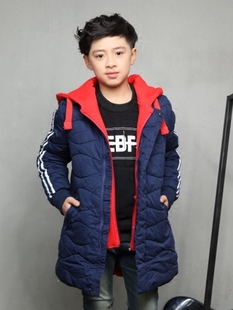 男童中大童冬季韩版棉袄外套中长款 大男孩假两件连帽棉衣棉服