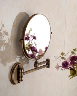 厂家特价浴室 欧式仿古美容镜 化妆镜 壁挂金色折叠伸缩3倍放大镜