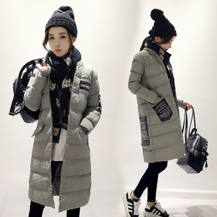 棉衣女2015冬装韩国新款大码显瘦棉袄中长款字母棉服年货必备外套